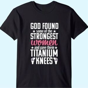 Black Graphic Tee - "Titanium Knees" with Pink Accent